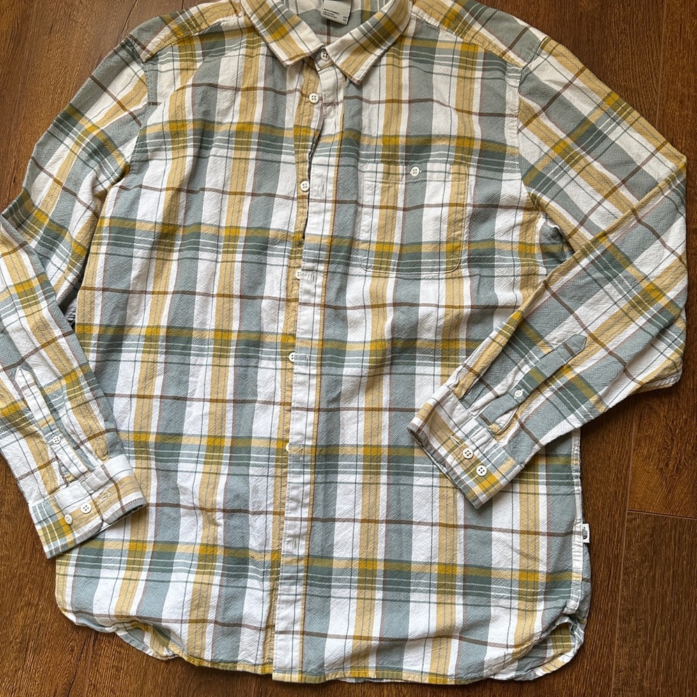 The North Face Mens Arroyo Flannel Shirt Yellow Plaid XXL Casual Long Sleeved